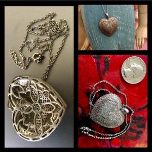 Sterling Silver Marcasite Filigree Heart Pendant